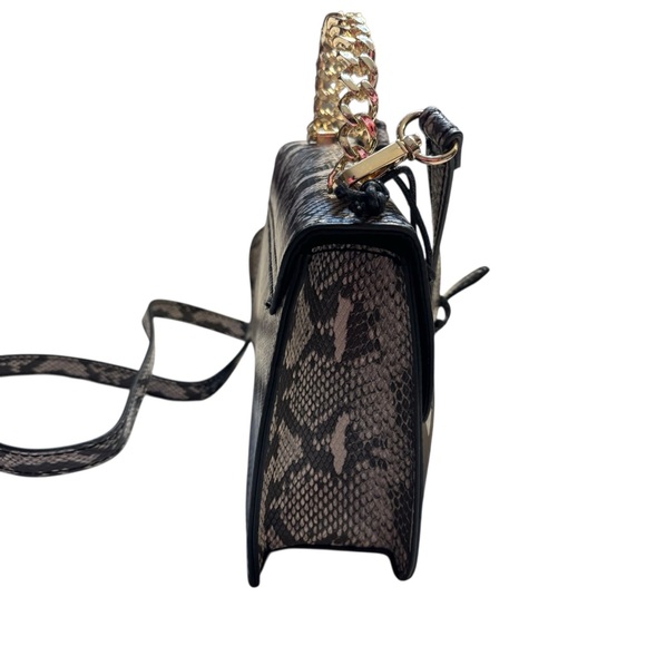 NWT Rachel Zoe Bag Pixie Black Gray Snakeskin Animal Print Crossbody Gold Hrdwr - Picture 3 of 16